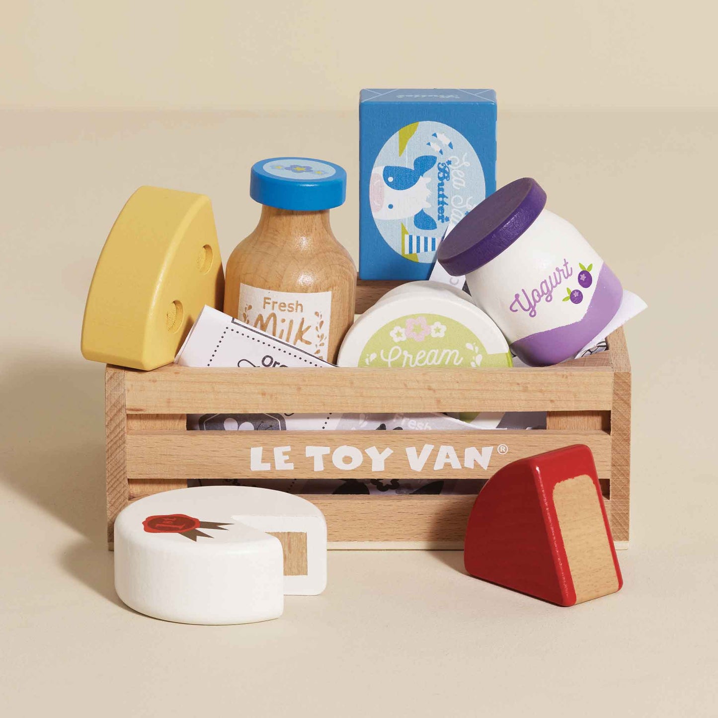Le Toy Van - Wooden Cheese & Dairy Market Crate