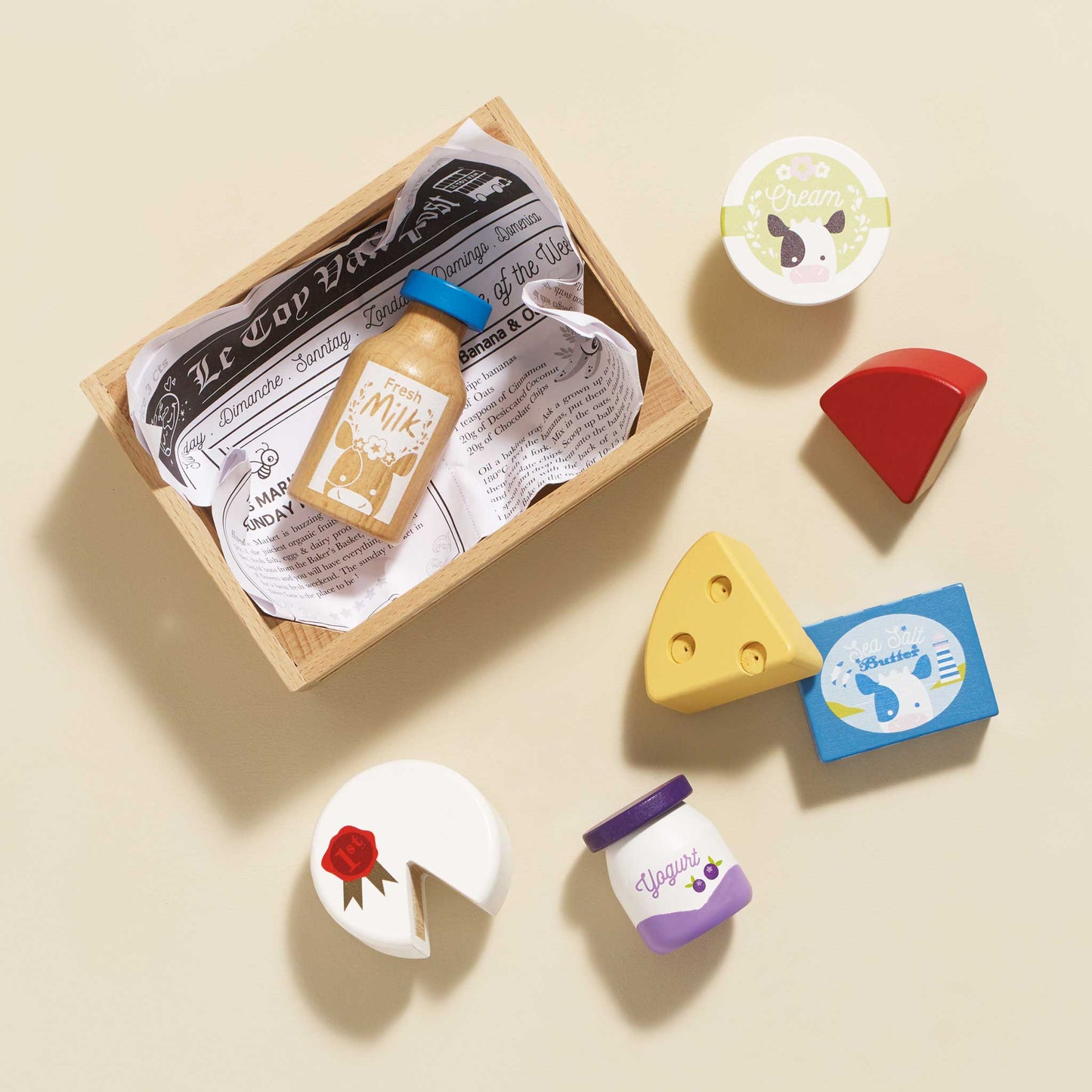 Le Toy Van - Wooden Cheese & Dairy Market Crate