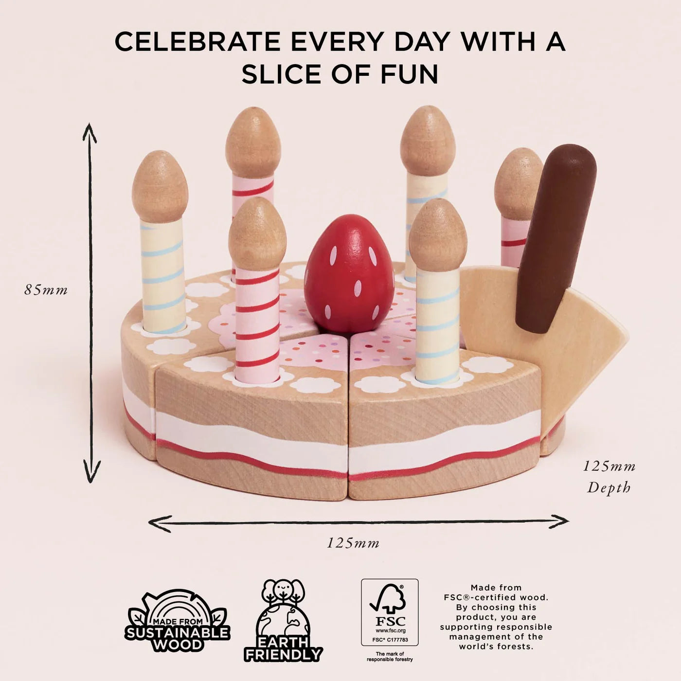 Le Toy Van - Wooden Sliceable Birthday Cake & Candles