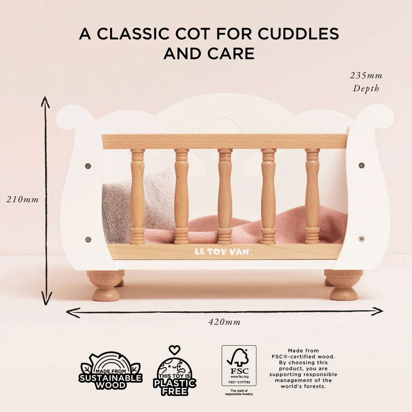 Le Toy Van - Wooden Dolls Cot
