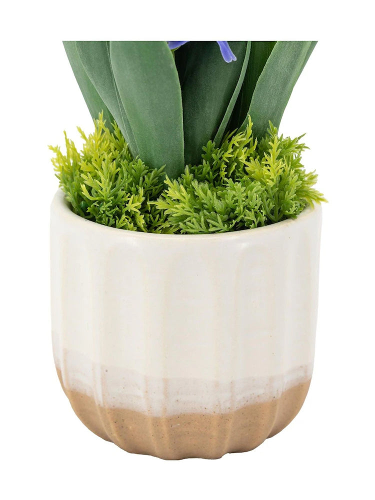 Faux Potted Plant - Purple Spring Hydrangea In Ceramic Pot