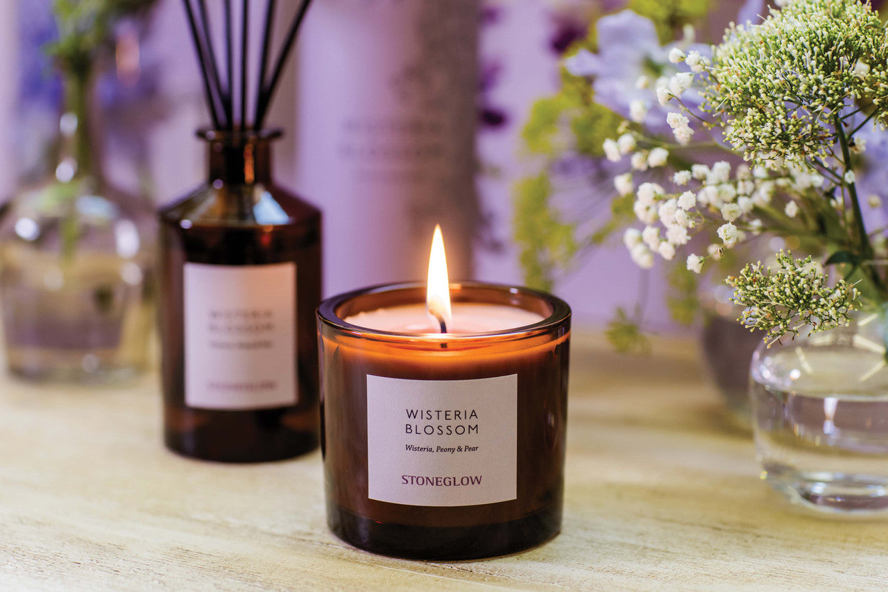 Stoneglow - The Walled Garden Wisteria Bloom Candle Wisteria | peony | pear - Scented Natural Wax Candle Tumbler (79 x 89mm)