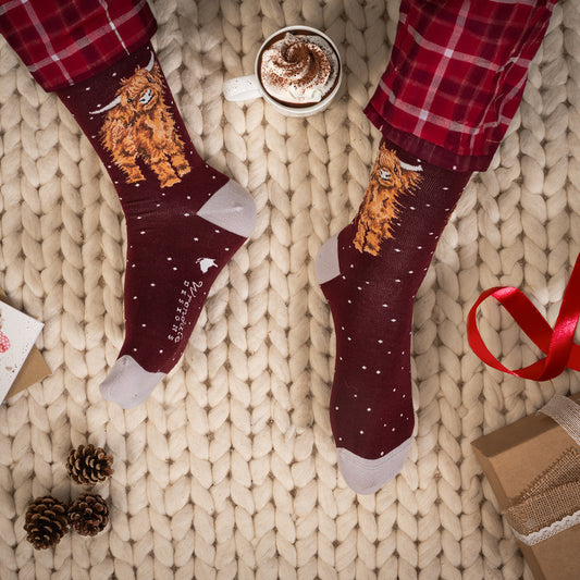 Wrendale Designs - 'A Highland Christmas' Highland Cow Men's Socks