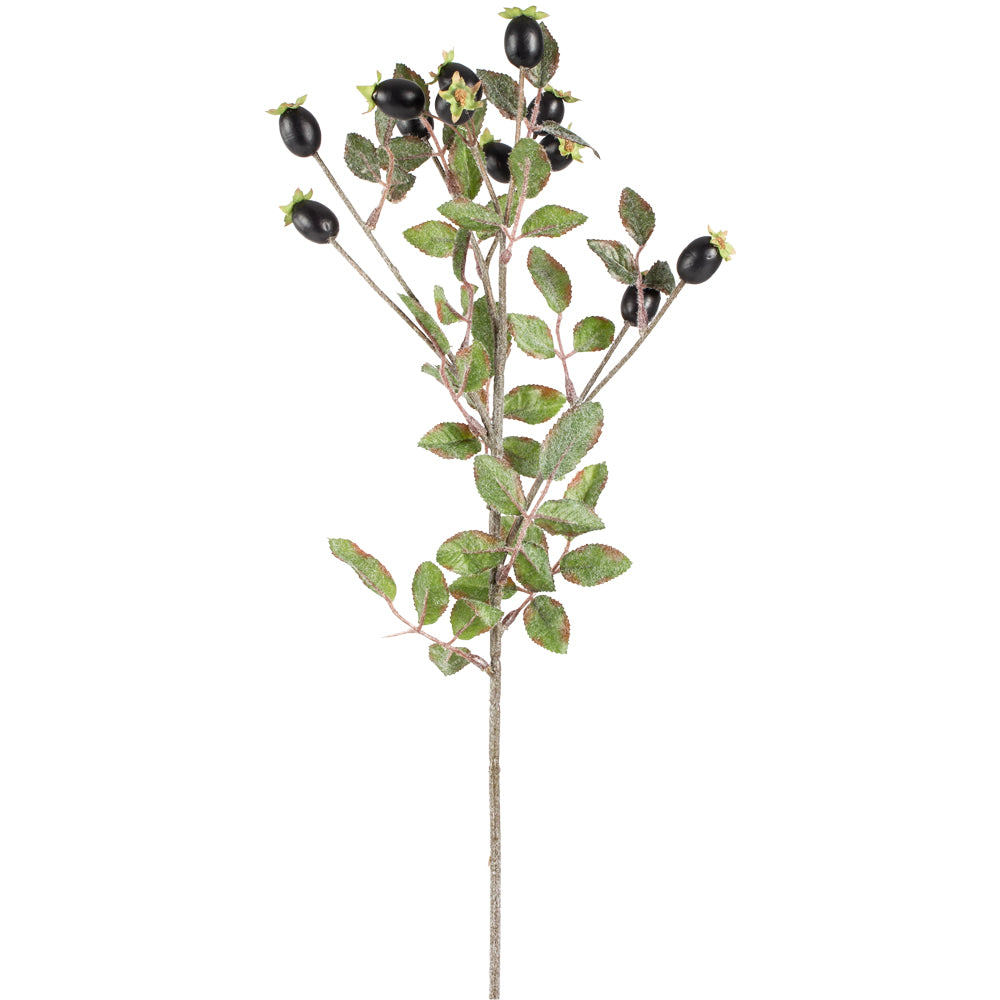 Rose Hips Black Faux Stem