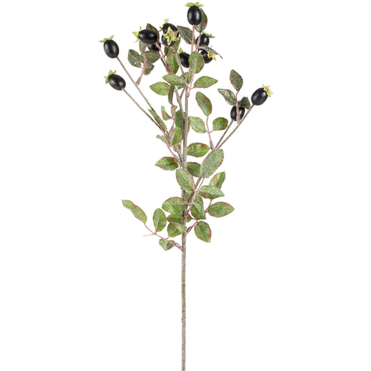 Rose Hips Black Faux Stem