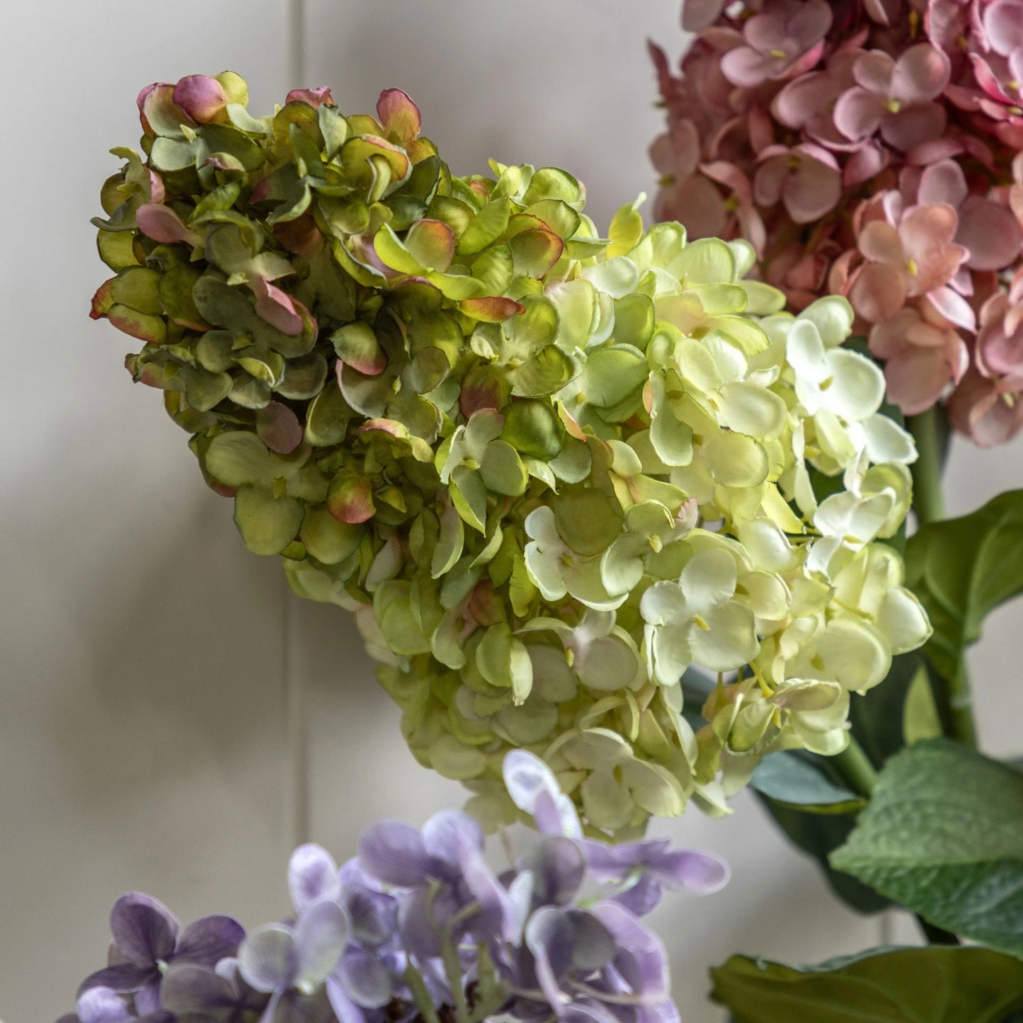 Vintage Cone Hydrandea White Faux Stem