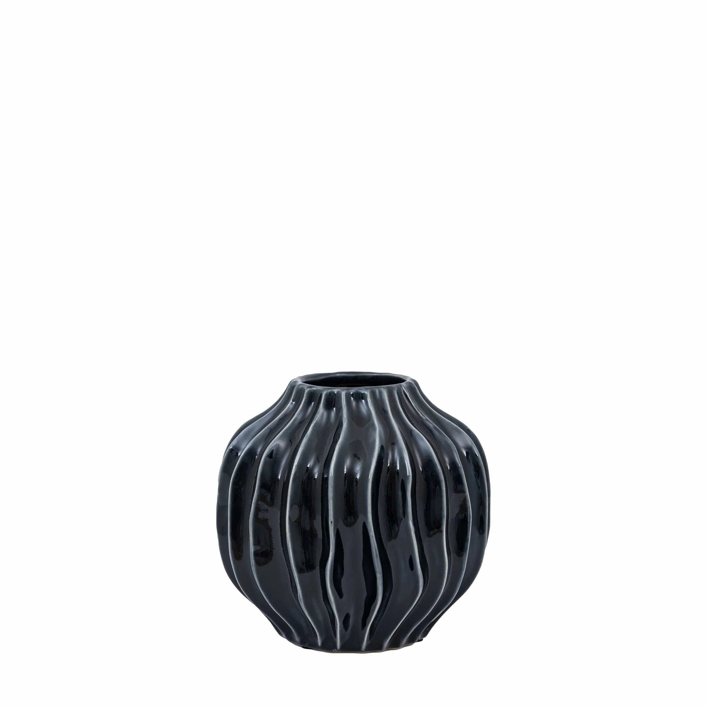 Organic Ribbed Vase Midnight - Small