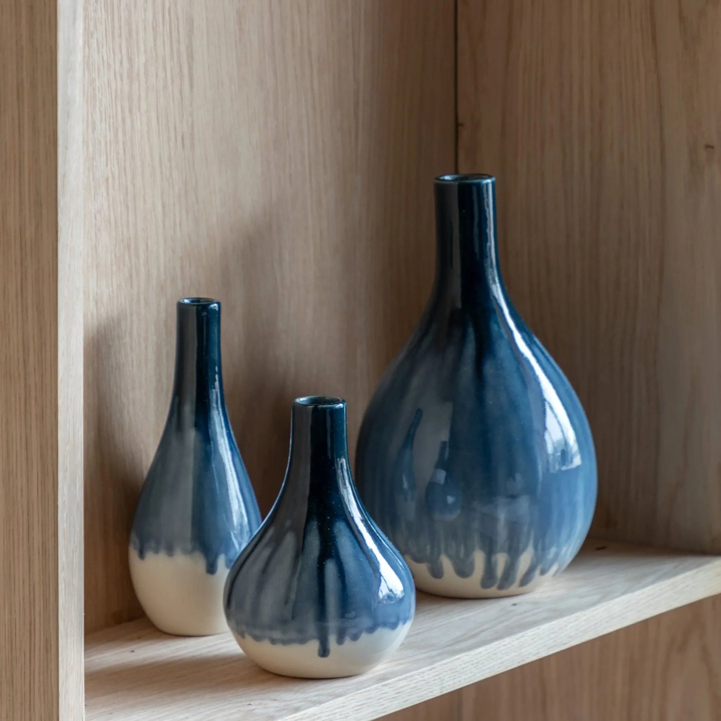 Orro Blue Organic Fade Ceramic Vase S/3