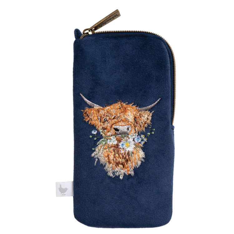 Wrendale Designs - 'Daisy Coo' Highland Cow Embroidered Glasses Pouch