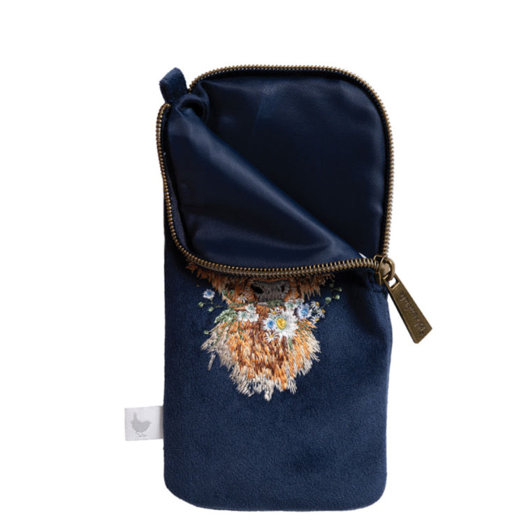 Wrendale Designs - 'Daisy Coo' Highland Cow Embroidered Glasses Pouch
