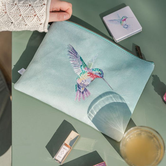 Wrendale Designs - 'Wisteria Wishes' Hummingbird Embroidered Pouch