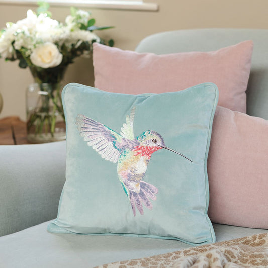 Wrendale Designs - 'Wisteria Wishes' Hummingbird Embroidered Cushion