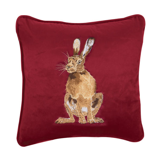 Wrendale Designs 'Golden Hour' Hare Embroidered Cushion