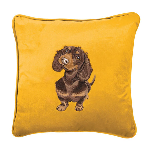 Wrendale Designs 'Little Sausage' Dachshund Embroidered Cushion