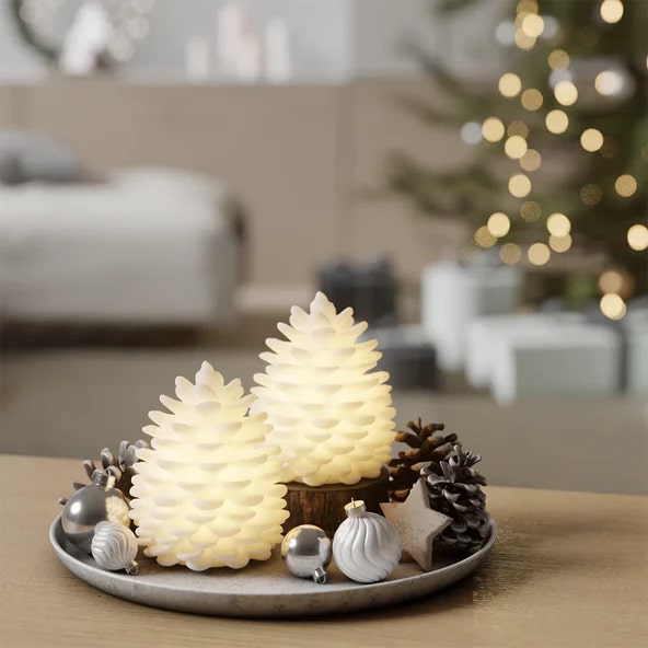Deluxe Homeart - Real Wax LED Pine Cone Candles - Set of 2