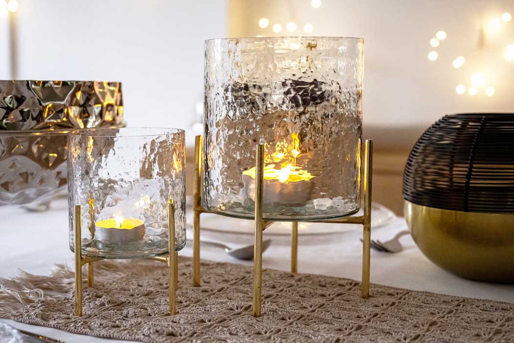 Hammered Tea Light Stand - Large