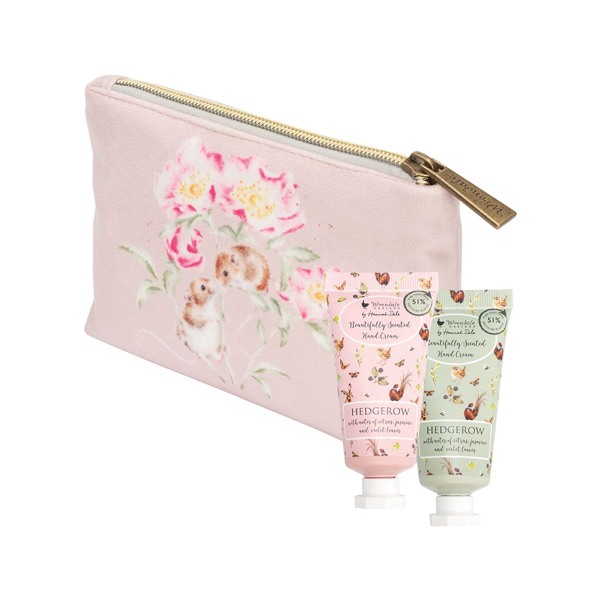 Wrendale Designs - Hedgerow' Hare and Mouse Mini Hand Cream Gift Pouch