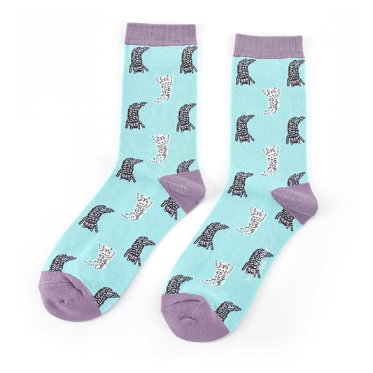 Miss Sparrow -  Lazy Cats Socks -  Duck Egg