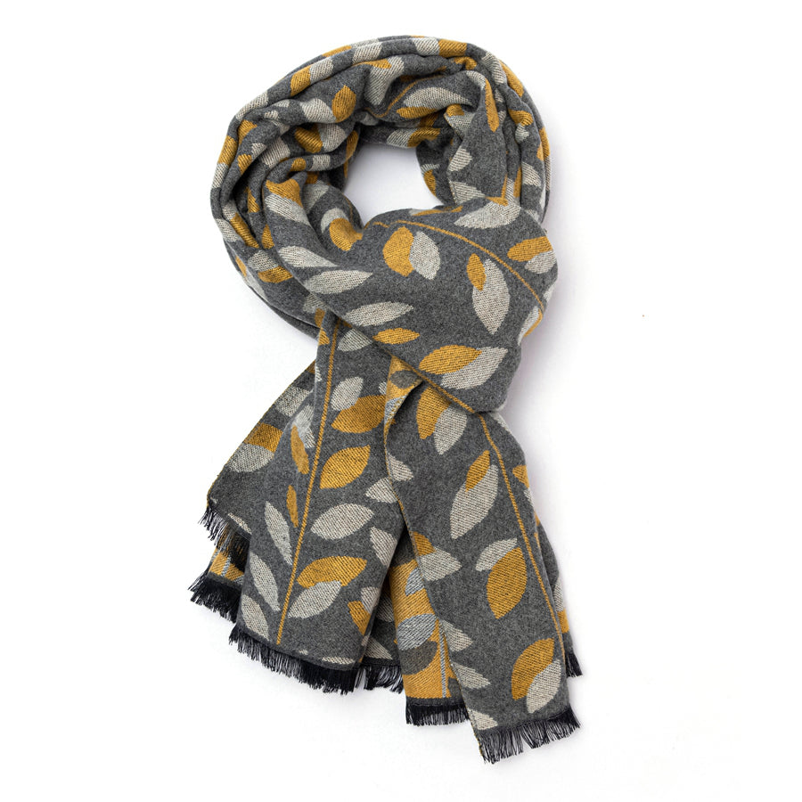 Miss Sparrow - Mini Leaves Scarf - Grey