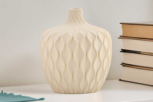Marbo Wave Champagne Ivory Vase - Medium