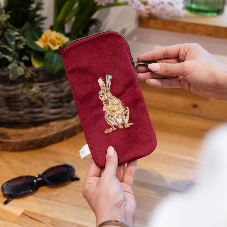 Wrendale Designs - 'Golden Hour' Hare Embroidered Glasses Pouch